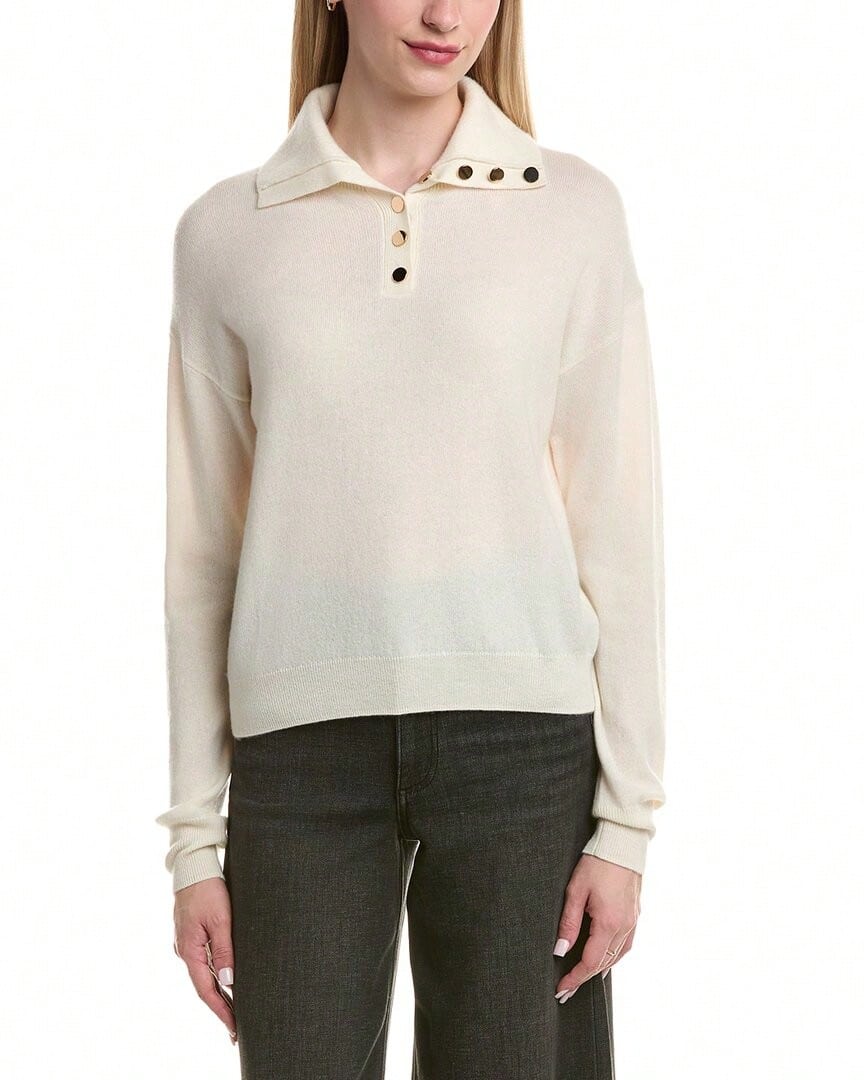Bruno Magli Half Button Placket Wool & Cashmere-Blend Pullover - trắng - Xem 1