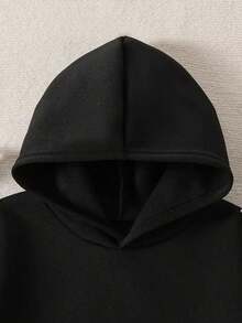 Boy's Korean-Style Graphic Hoodie - Black Pullover Sweatshirt With SAVABOYS Lettering, Warm Long-Sleeved Hoodie For Autumn And Winter. - màu đen - Xem 3