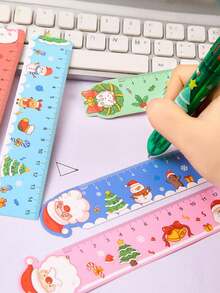 10pcs/20pcs/30pcs/50pcs Christmas Paper Ruler, Cartoon Drawing Measuring Ruler, Multifunctional Learning Small Gift - Multicolor - View 2