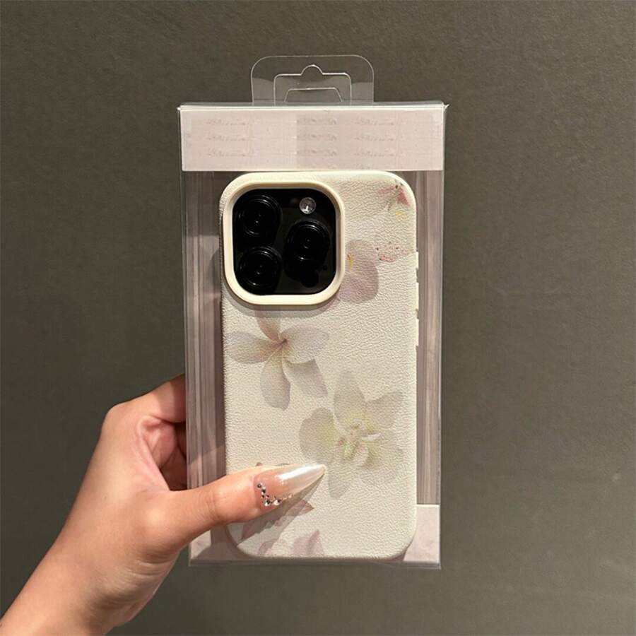 Valentine'S Day Phone Case Phone Case: White Lychee Pattern Elegant White Flower TPU Case For IPhone 16 Pro Max/14/16 Plus/15/13 Pro/12/11, Business Anti-Drop Protective Cover, High Aesthetic - màu1 - Xem 1