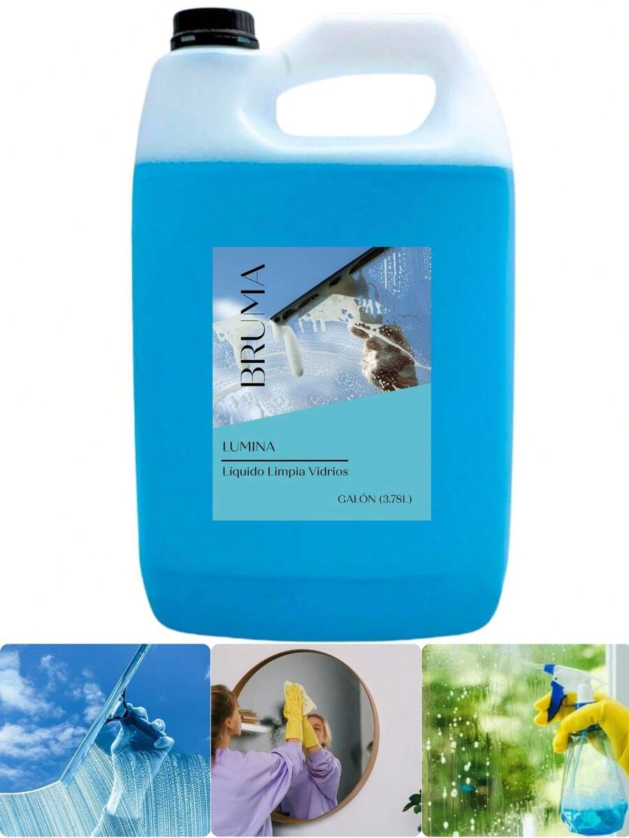 Limpia Vidrios Liquido y Superficies - Limpiador de Vidrios 1 Galón (3.78 L) , Lavar Ventanas, Vidrios, Cristales, Mesas y Superficies, Sin Residuos Jabonosos - Azul - Ver 1