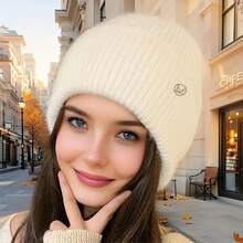 Winter Hat With Detachable Ear Flaps & M-Logo Embellishment - Unisex Stretchable Ear Warmer Beanie For Men & Women, Large Head Size, Grey/White, Hand Washable - Christmas Gift Accessory (Fits S &) - Multicolor - View 2