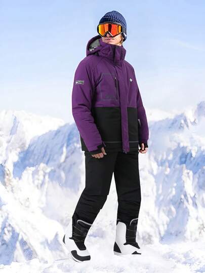 Set de 2 piezas Estilo novio Traje deportivo y al aire libre para hombres, Traje deportivo y recreativo profesional, Set chaqueta y pantalones de esquí HX391-1