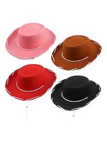 Regular Size And Large Size Christmas Western Cowboy Hats (Suitable For Multiple People To Use). Western Cowboy Hat Style Clothing, Paired With Western-Themed Parties, Equipped With Imitation Feather Decorations - Suitable For Western-Themed Cowboy Hats For Christmas, Halloween And Thanksgiving.