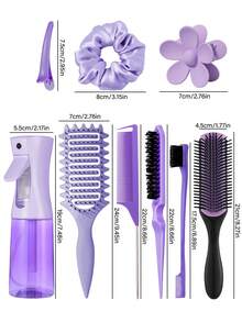 2/4/5/6/11/12pcs Unisex Hair Styling Brush Set (New Upgraded Curling Comb, 9-Row Nylon Cushion Styling Brush, Volumizing Brush, Tail Comb, Edge Brush, Spray Bottle, 4pcs Duck Clip, Flower Hair Clip, Hair Styling Brush Set), Curling Brush