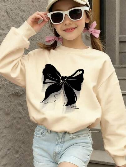 女童冬季套头衫 - 印有黑猫手捧咖啡图案，返校套头衫秋季服装，冬季和秋季休闲外套，可机洗，舒适的家居服，有趣的风格，适合学校、假期、购物和运动等所有场合，