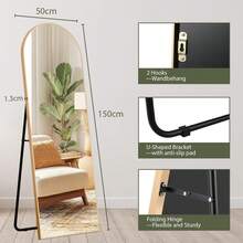 Full Length Mirror,Free Standing Floor Mirror,Wall Mirror,Makeup Mirror With Aluminium Frame 150x50cm - Gold - View 3