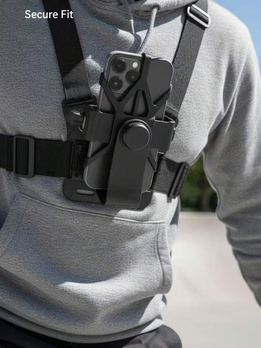 LEATVOOK Hands-Free Adjustable Chest Mount Phone Holder With Anti-Shake Rope – Universal Harness Strap For GoPro, Insta360, Smartphones, Outdoor Sports, And Vlogging,Best Mother's Day And Valentine's Day Gifts. - 柔和 - 查看 1