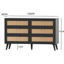 Cómoda de 6 Cajones para Dormitorio, Cómoda Moderna de Madera con Tiradores Dorados, mesita de Noche para Armario para Sala de Estar o Dormitorio - Negro - Ver 3