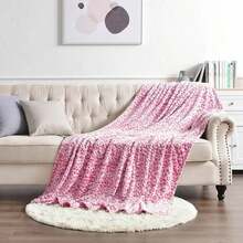 1 pieza Manta de franela blanca con estampado de leopardo rosa - Manta de felpa de doble cara, manta cálida lavable a máquina para cama, sofá o regalo, decoración de sofá | Estilo rústico | Textura suave - Multicolor 7 - Ver 5