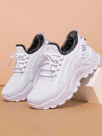 1 Pair Multifunctional Sports Shoes For Teenagers, Featuring Breathable Mesh Design For Excellent Comfort, Thermal-Lined Interior For Warmth In Autumn/Winter, Non-Slip And Durable Outsole For Sports Activities, Unique Side Decoration For Fashionable Look, Suitable For Daily Wear And Various Sports, Casual Sports Style, The Perfect Companion For Energetic Teenagers.