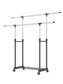 Perchero de DOS TUBOS para Ropa, Perchero para Ropa Ajustable, Perchero Ajustable Poste Unico, Organizador Estante de Ropa con Ruedas para Colgar Ropa