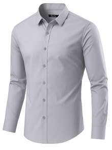 Rand paul Men's Breathable, Non-Sticky Dress Shirt, Easy To Wash And Dry, Ideal For Work, Meetings, And Everyday Wear - 灰色 - 查看 2