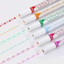 Set de marcadores doble punta con sello rodante ideal para márgenes y decoración set de marcadores creativos punta doble sellos rodantes colores surtidos papelería decoración - Multicolor - Ver 3