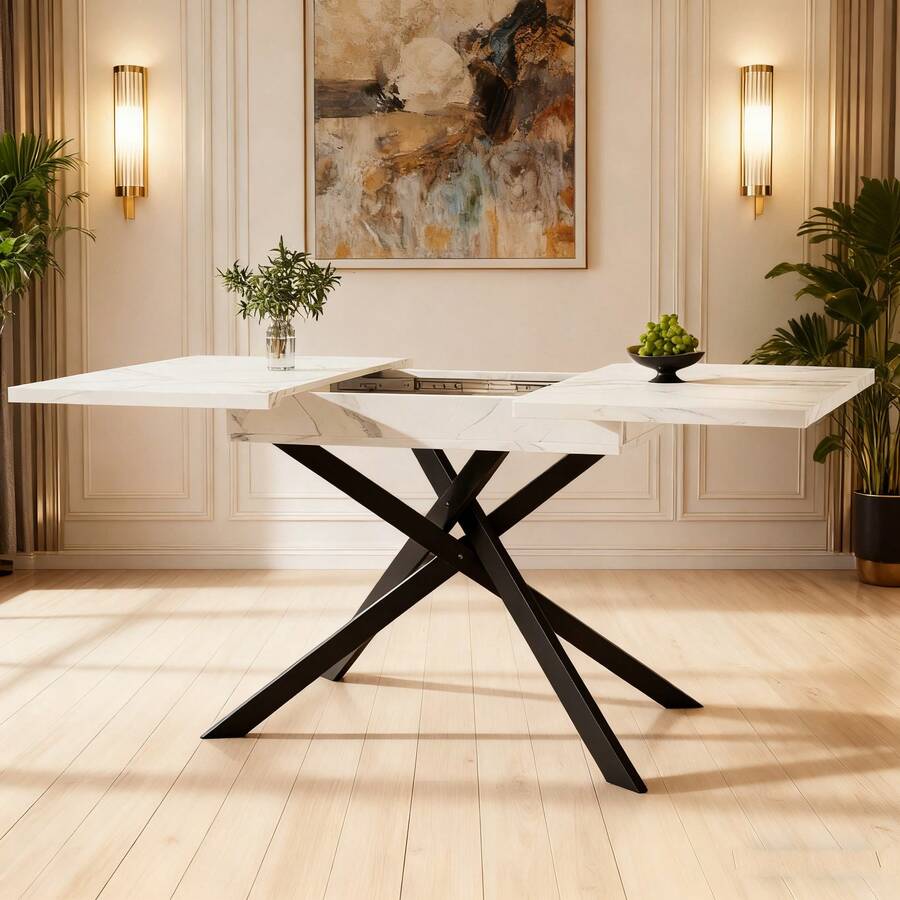 Tavoli da pranzo - Bianco+Nero+MDF+Metallo-1 - Visualizzare 1