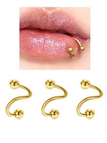 Punk Spike Spiral Lip Rings Stainless Steel 16G S Shape Lip Piercing Rivet Labret Piercing Jewelry Cartilage Earrings Helix Piercing Lower Labret Studs Eyebrow Piercing Jewelry 8mm - Multicolor - View 11