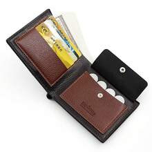 Men's Solid Color Small Wallet Credit Card Small Wallet ID Window Bi-Fold For Teachers, Men's Gift, Business Youth Wallet Multi-Card Slot Male Credit Card Holder Ultra-Thin Portable White Collar, Suitable For Male College Students, Work, Business, Commuting, OfficeLarge Capacity Multi-Card Slots,Business Casual Style,Birthday Gift,Graduation Gift,Father's Day Gift - Black - View 3