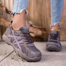 Women's Casual Sneakers - Geometric Pattern - Versatile & Fashionable - Suitable For Daily Wear - Grey - View 8