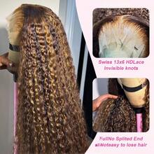 250% Density 34Inch 13x4 Honey Blonde Deep Wave Lace Front Wigs Human Hair 13x4 Highlight Ombre Curly Lace Front Wig Human Hair 5x5 Put On And Go Gluless  Water Wave Lace Closure Wigs No Glue No Need 3S To Wear Wig For Women - S4/27 - Xem 4