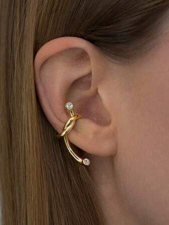 1pc Copper Twisted Minimalist Design Ear Cuff Earring For Women