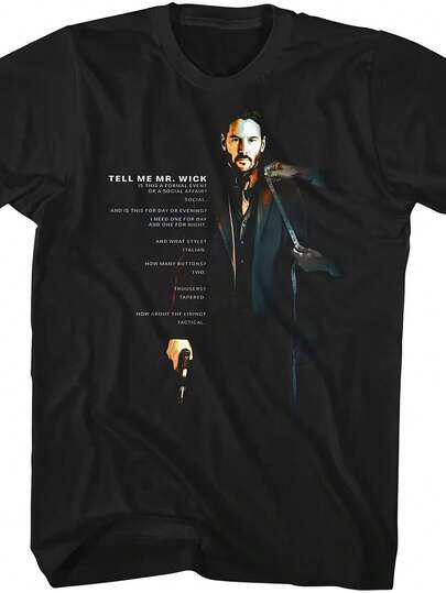 Camiseta Gráfica de John Wick para Hombre - 100% Algodón, Diseño "Canada Not for Him", Corte Regular, Lavable a Máquina, Negra - Ropa Estilosa para Fans de Películas de Acción, Camisetas Relacionadas con la Película, Merchandising para Fanáticos, Cuello Redondo, Tejido Cómodo, Diseño Impactante, Duradero, Para Amantes de la Cultura Pop
