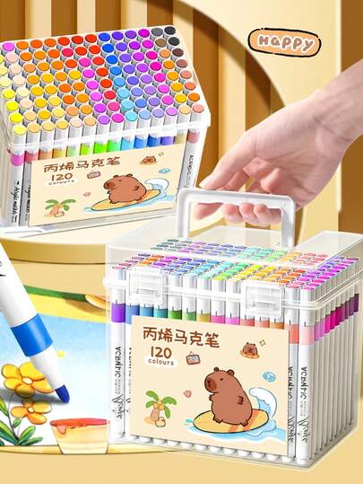 1 caja de rotuladores acrílicos, bolígrafos de arte DIY graffiti, set de rotuladores de acuarela para pintura de color, rotuladores acrílicos para pintura artística, a prueba de agua y de secado rápido, muy adecuados para graffiti y pintura escolar (se envían al azar tres estilos de bolígrafos)