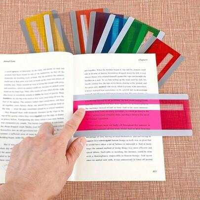 1pc Colorful Reading Guide Labels - Highlighted Bookmarks And Line Trackers, Enhance Comprehension, Random Colors - Suitable For Books, Articles, Study Guides, Transparent Design, Durable Bookmark Accessories, Office And Study Supplies