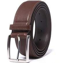 1PC Men's Genuine Leather Dress Belt, Handmade, Cow Leather, Fashion & Classic Designs For Work Business And Casual For School For Wedding, Ideal Gift For Dad, Husband, Boyfriend - 棕色 - 查看 6