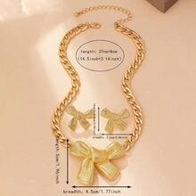 3pcs Exaggerated Geometric Design Gold Bowknot Earrings & Necklace Set, Jewelry