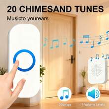 无线USB门铃，防水迎宾铃，智能门铃，内置20首智能铃声，带报警功能，安装简便，无需布线，USB接口/CR2032电池供电，门铃铃声套装，家用门铃，办公门铃 - 彩色 - 查看 2