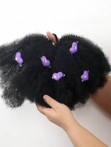 1pc Kids Braided Ponytail For Girl Big Go Afro Kinky Marley Ponytail With Elastic Bow Clip Soft Hair