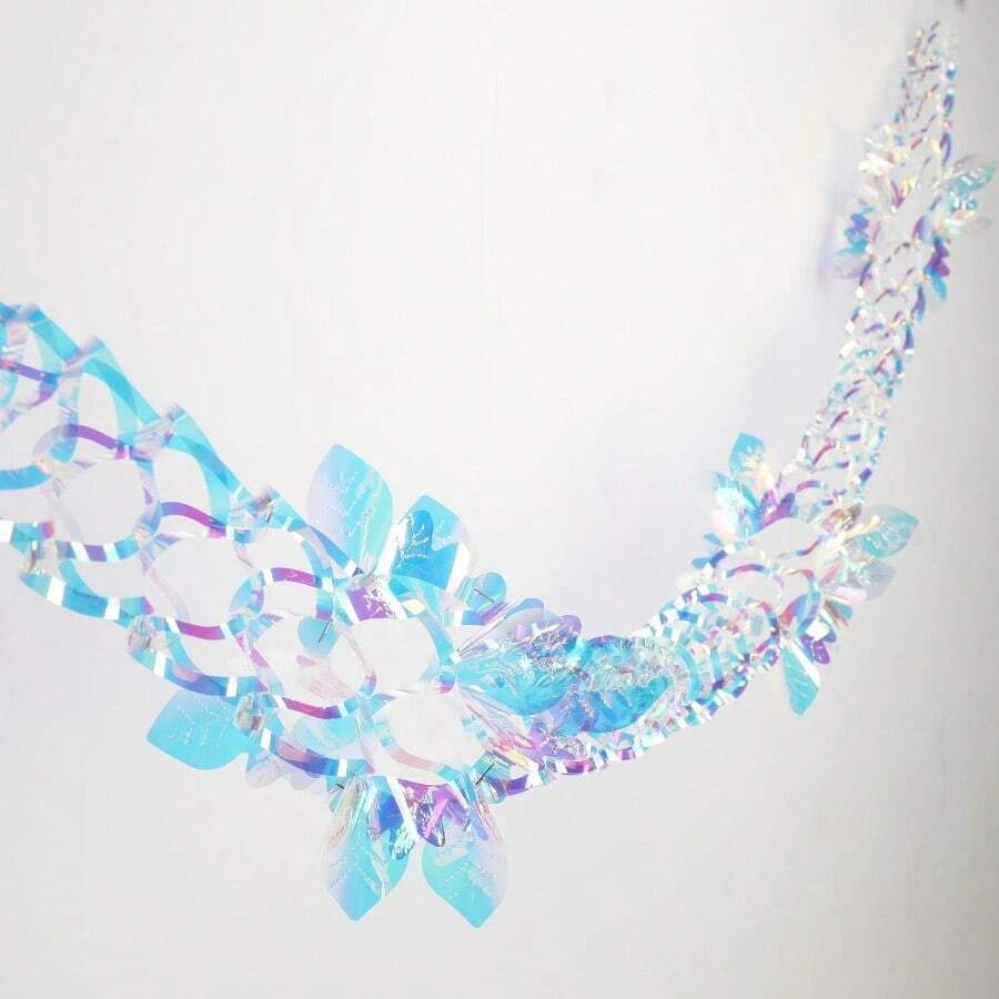 CZ 14ft Slender Iridescent Hanging Decorations Garland Shiny Foil Metallic Banner For Christmas Bridal Shower Wedding Birthday Frozen Theme Party Fairy Princess Rainbow Show Decoration 1439 - 虹彩纖細花環 - 查看 1