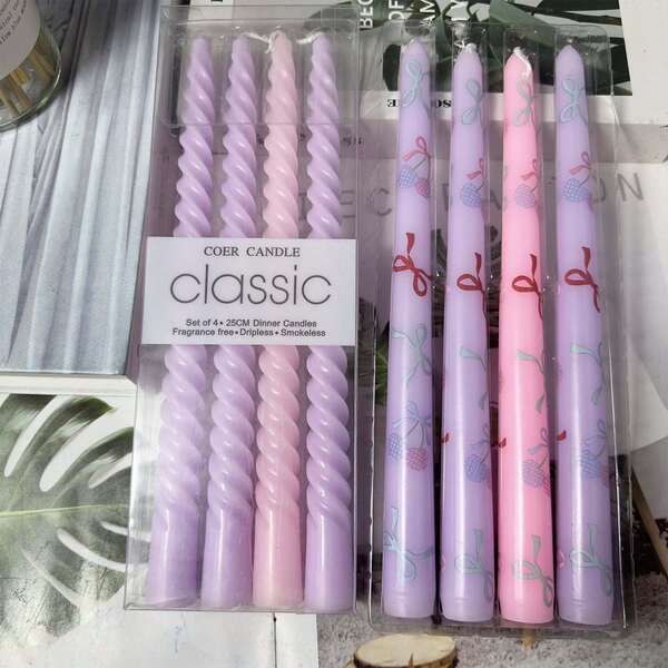 10 Inch Advent Candles Set Of 4 | 3 Purple 1 Pink Packs Advent Candles Nativity Scene Candlesticks | Ture Dripless Taper Candles | Elegant Long Candle Sticks