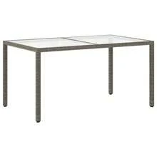 vidaXL Gartentisch 150x90x75 Cm Hartglas Und Poly Rattan Grau - Grey - View 5