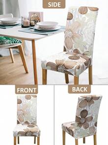4/6 Stücke abnehmbare elastische Stuhlbezüge, Polyester Vollbezug mit Blume Muster Esszimmerstuhl Überzüge, Heim Dekoration Hotel Party Restaurant Stuhlschutz - Verschiedenfarbig - Übersicht 6