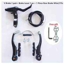 山地自行车 V 型刹车卡钳套装 AL 山地自行车 BMX 巡洋舰线性拉力带刹车片、线、杆和安装工具