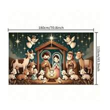 2D Christmas Nativity Scene Banner - Polyester, Suitable For Outdoor And Home Holiday Decor, Photography Backdrop - 1pcs - View 3