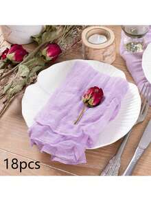18pcs/Set Cheese Cloth Napkins 20*20 Inch, Crinkled Decor Napkins Suitable For Wedding, Reception, Bridal Shower, Party, Hotel, Picnic, Celebration (Smoke Blue)