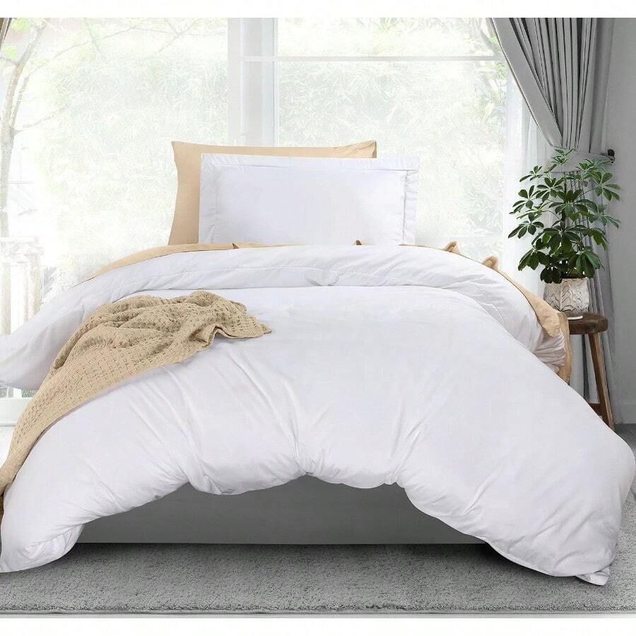 Duvet Covers SetsUtopia Bedding - Funda de edredón tamaño Individual 2 Piezas con Cierre de Cierre 1 Funda de edredón de 68 x 90 Pulgadas y 1 Funda de Almohada de 20 x 26 Pulgadas Blanco edredón no IncluidoDuvet Covers Sets - blanco - Ver 1