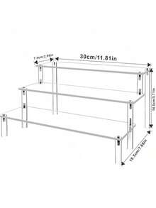 1pc Acrylic Display Rack, 1-3 Tier Stepped Display Shelf, Perfume Storage Rack, Home Decor Storage Display Rack, Cosmetic Display Rack, Cake Stand, Multi-Functional Display Rack, Nail Polish Display Rack, Transparent Display Rack, Suitable For Jewelry, Cosmetics, Perfume, Collections, Skincare, Freestanding Design, Great For Dorm Vanity And Bedroom