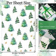 10 Pcs Christmas Tissue Paper- 20x14 Inches Watercolor Christmas Tree With Lights Pattern, Holiday Gift Wrapping Tissue Paper For Gift Bags Stuffing, ,Green Holiday Gift Wrapping Tissue Paper For Winter New Year Party Craft, Holiday Wrapping,Christmas Decorations