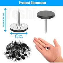 100枚装装饰钉，绘图钉，黑色，平头图钉，φ11 x 13毫米，适用于装饰公告板、世界地图、软木板、墙面、沙发床头板等家具。