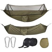 GMK Hamaca de Camping con Red, Hamaca Portatil con Mosquitera, Hamaca Duradera con Capacidad de 660 LB Hammock con Correas para Arboles y Bolsa de Transporte para Exteriores, Interiores (Verde) - VERDE - Ver 7