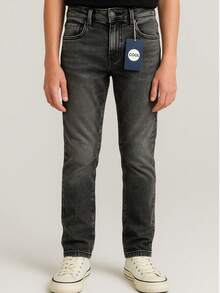 Calça Jeans Grafite Infantil Masculina Juvenil Menino Regulagem Calça Black Jeans - Chumbo - Visão 2