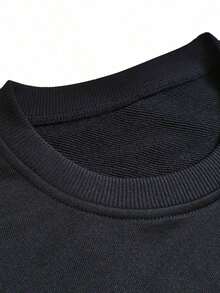 Men's Sweatshirt Fashionable Long Sleeve Crew Neck Sweatshirt, Casual Relax Style Streetwear Sweatshirt, Pure Background With Printed Lettering Or Pattern Pullover Sweatshirt(S-3XL) - 黑色 - 查看 3