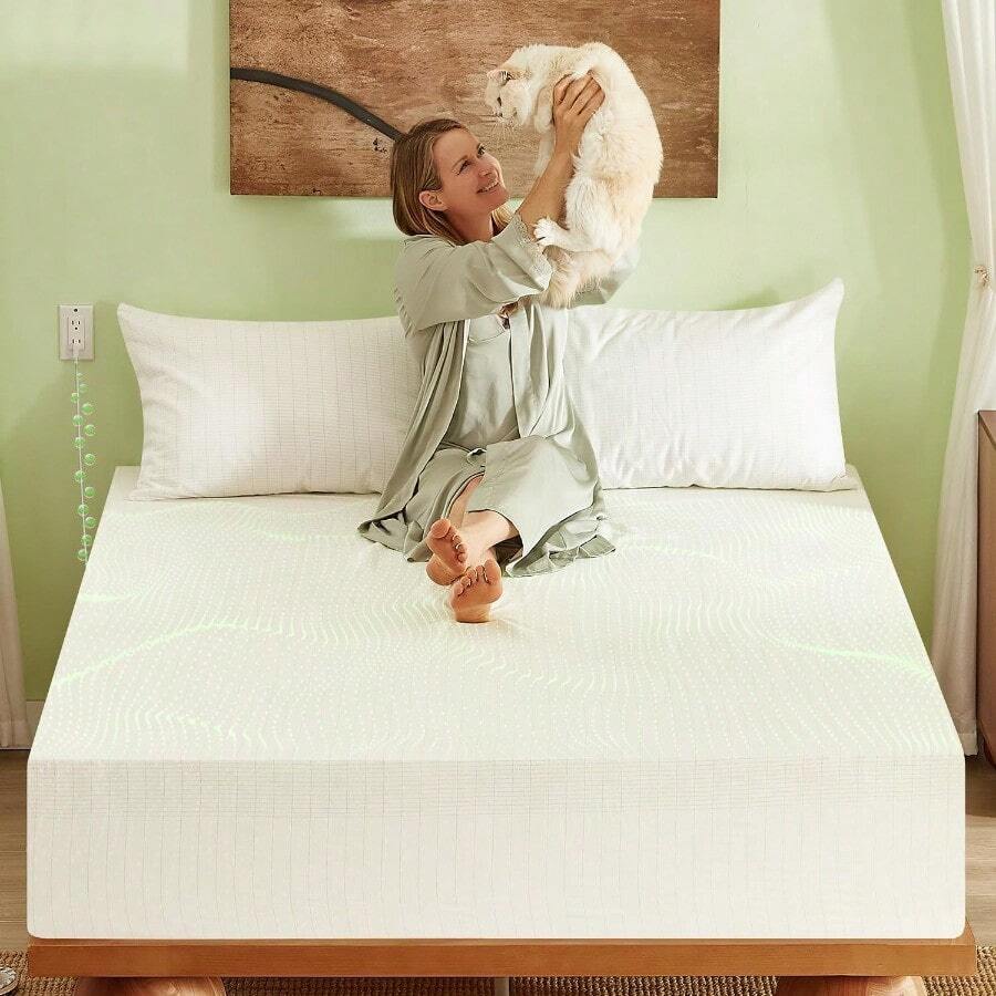 Sábanas de tierra FullXL 90% viscosa derivada de bambú y 10% fibra plateada de cama con piso de sábanas bajeras de bolsillo profundo sábanas de enfriamiento de color beige marfil 54 x 80 x 15 - Beigemarfil - Ver 1
