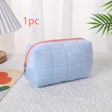 1/4pcs Plush Plaid Cosmetic Bag, Large Zipper Travel Toiletry Pouch, Multifunctional Storage Bag, Suitable For Home Organization, Outdoor Travel, Business Trip (1/4pcs Optional), Also Applicable To Vacation, Beach, Bathroom, Bedroom, Large Capacity - Multicolor - View 15