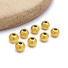 10/30颗磨砂哑光金珠黄铜珠持久耐用圆形隔珠无缝散珠，适合夏季夏威夷风格，可用于制作叠戴项链、手链和耳环 - 金色 - 查看 9