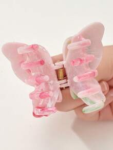 6pcs/1pc Marble Patterned Butterfly Shaped Hair Claws, 6.5cm/2.56Inch, Women's Headwear, Hair Accessories, Hair Clips, Claw Clips, Hair Claw On The Back Of The Head, Suitable For Casual, Party, Street And Other Scenes, Cute And Versatile Style High-End Hair Accessories, Can Be Used As Holiday Gifts, Can Be Worn All Year Round, Thick And Thin Hair Can Be Used Fashion Hair Clutch Elegant Hair Jaw Clip - Multicolor - View 4