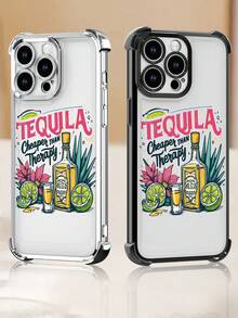 Lujo Ligero, Estilo y Belleza"Tequila: Más barato que la terapia"Funda de Teléfono Transparente de Color Plata con Protección en las Cuatro Esquinas, Compatible con 17PROMAX, 17PRO, 17Air, 17 - transparente - Ver 6